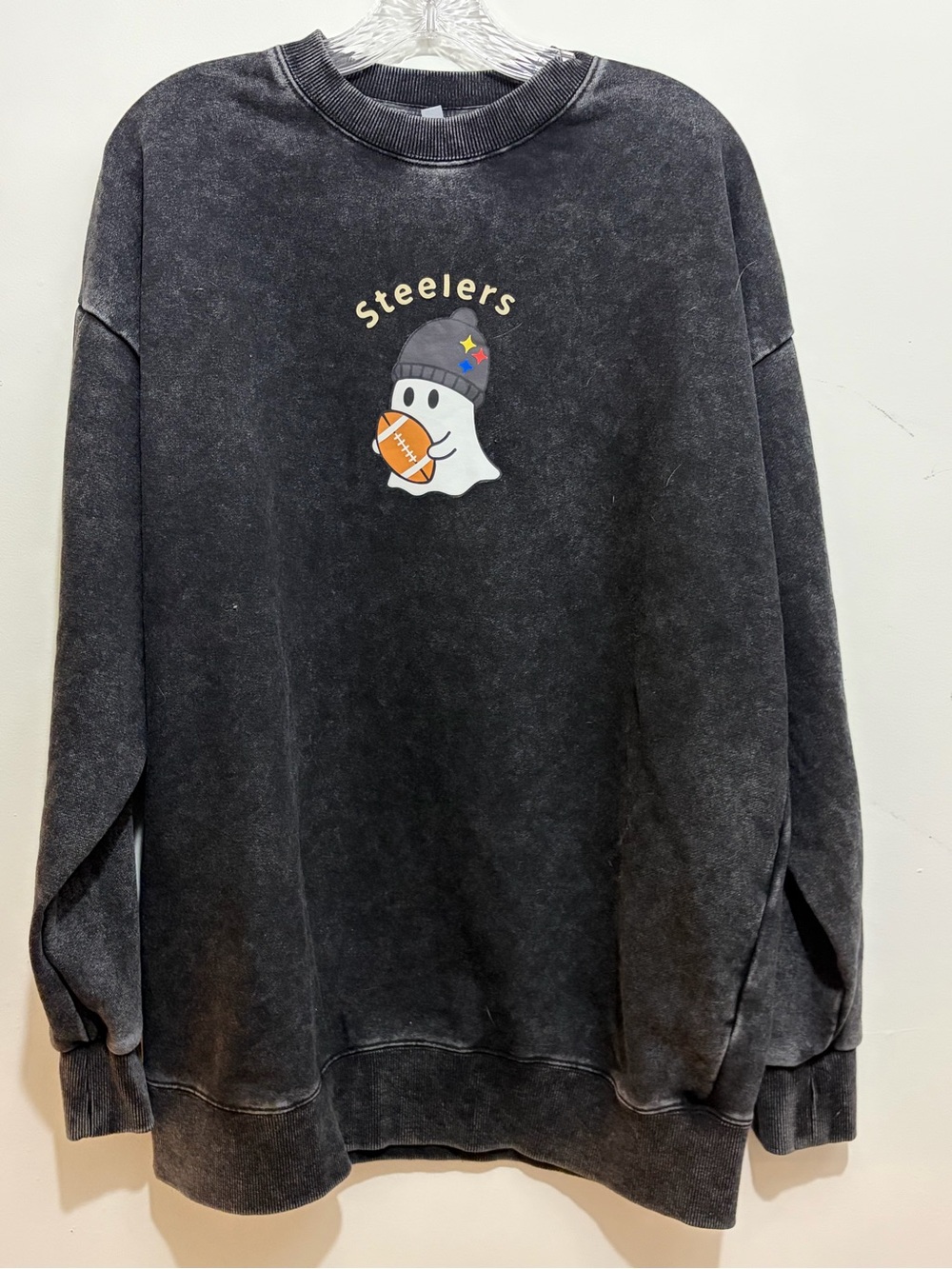 Pittsburgh Steelers Halloween Ghost Crewneck Sweatshirt Adult Size L